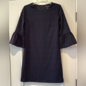 Banana Republic Blue and Black Plaid Dress Size Small 3/4 Bell Sleeves